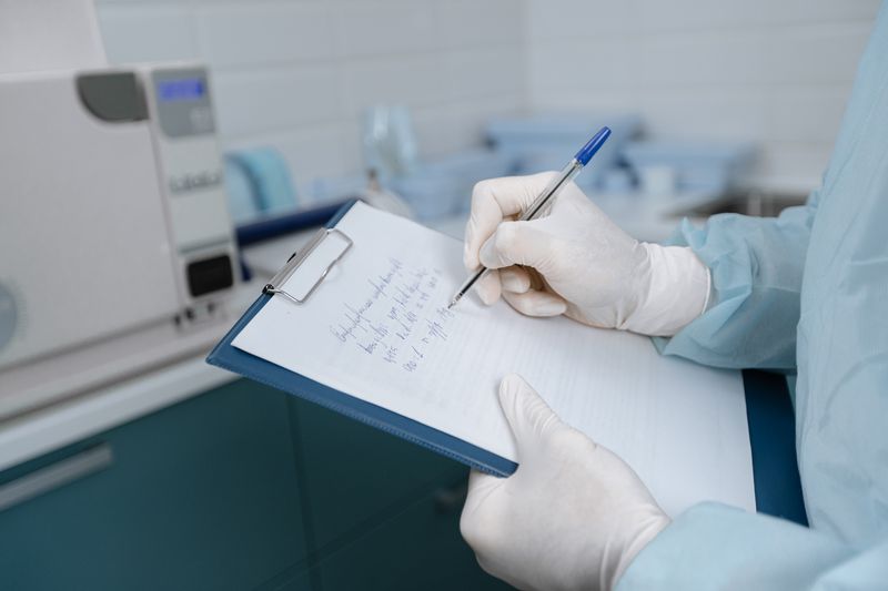 Researcher reviewing procedure notes for mistakes in a methods section