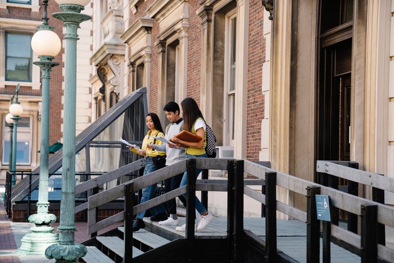 College campus academic building representing schools with no application fee