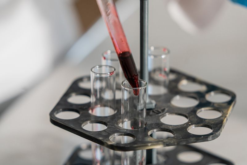 Test tubes in a lab rack representing the biochemistry research track at SSP